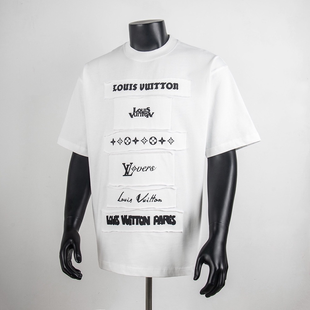 Louis Vuitton Stacked Logo Patch White Oversized T-Shirt